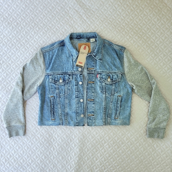 Levi's Hybrid Ex Boyfriend Trucker Jacket Sz. L - Picture 1 of 14